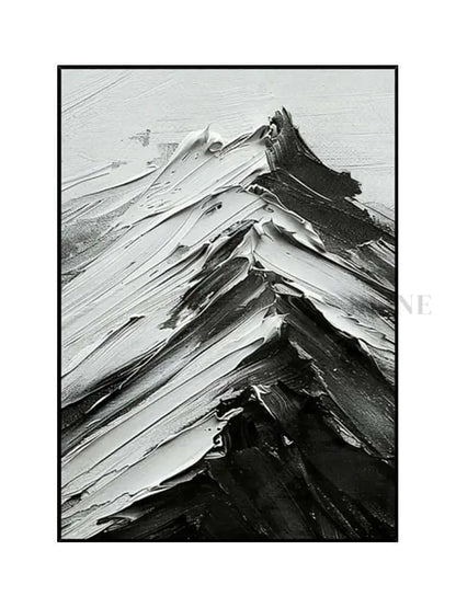 Black and White Mountains Textured Wall Art - Hand Painting