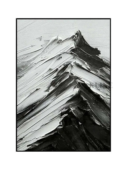 Black and White Mountains Textured Wall Art - Hand Painting