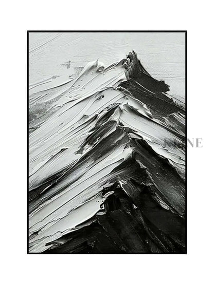 Black and White Mountains Textured Wall Art - Hand Painting