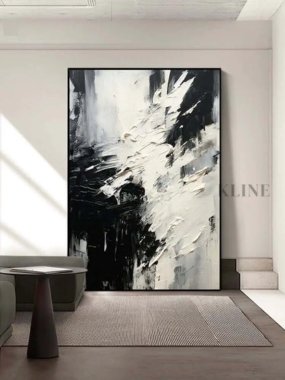 Black and White Scattered Textured Wall Art - Hand Painting