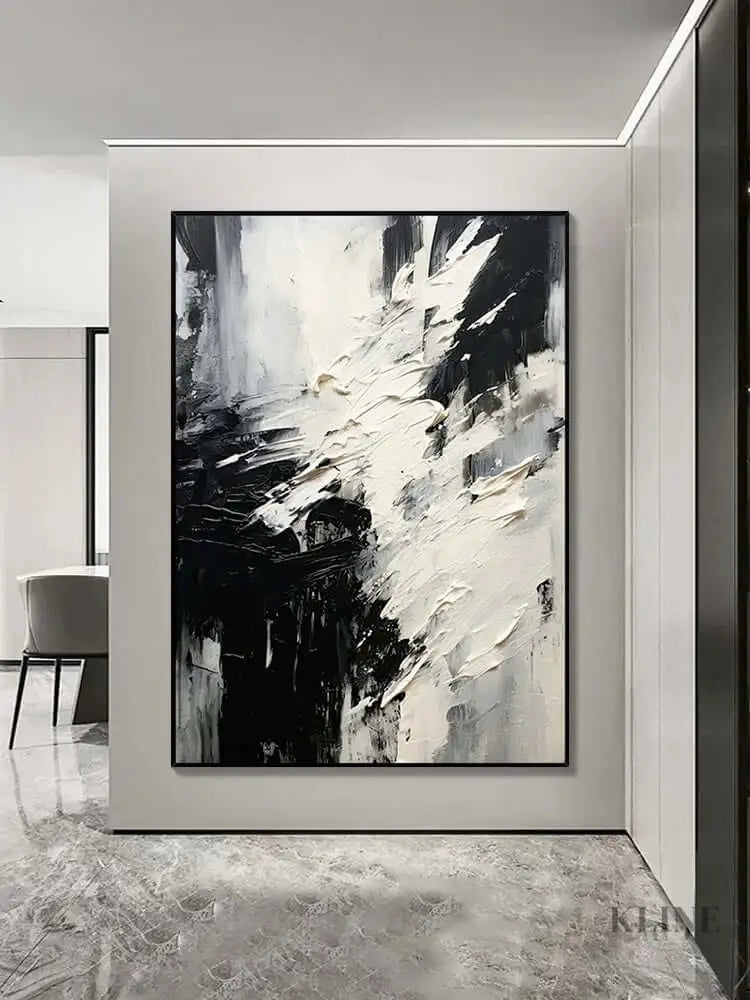 Black and White Scattered Textured Wall Art - Hand Painting