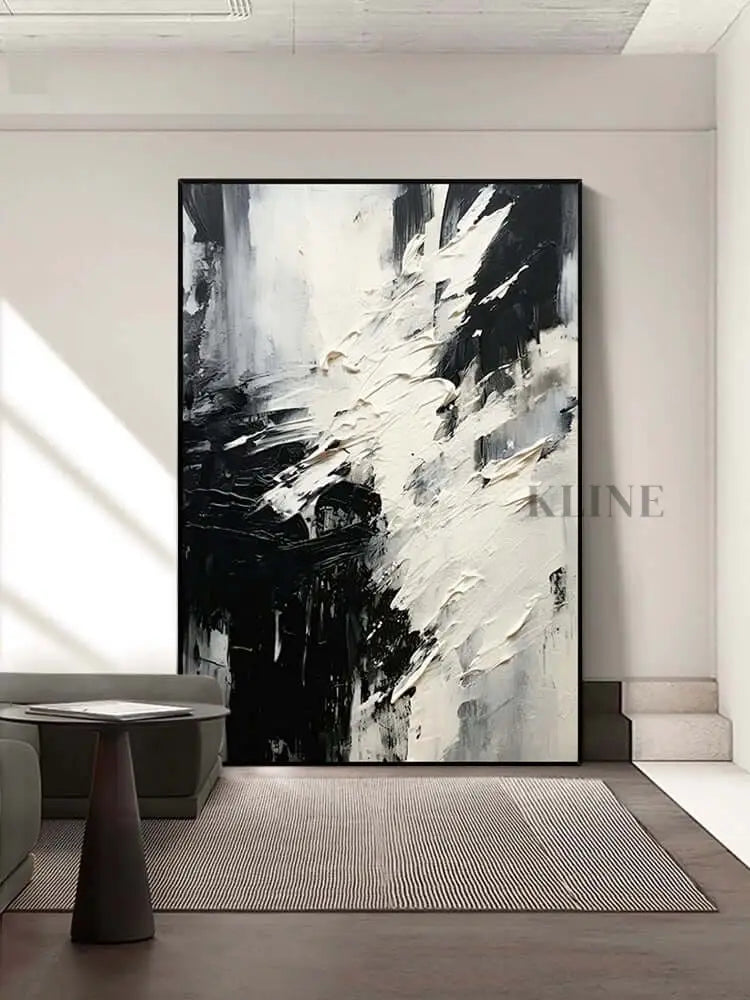 Black and White Scattered Textured Wall Art - Hand Painting