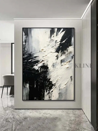 Black and White Scattered Textured Wall Art - Hand Painting