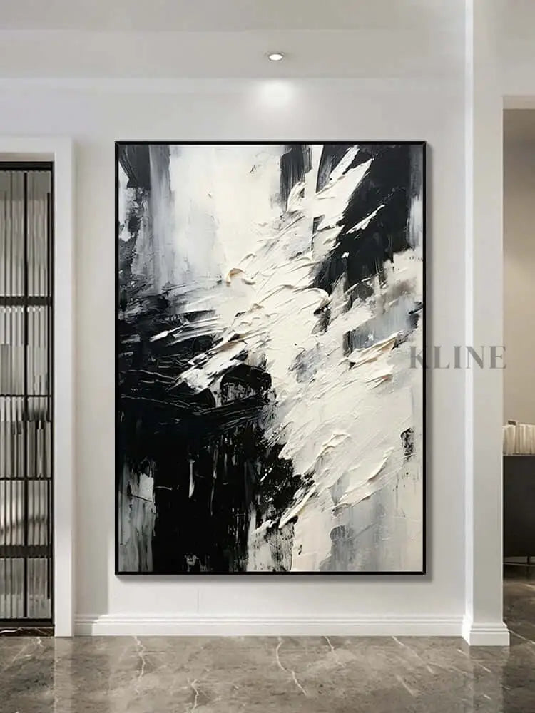 Black and White Scattered Textured Wall Art - Hand Painting لوحات فنية ولوحات جدارية عمودية