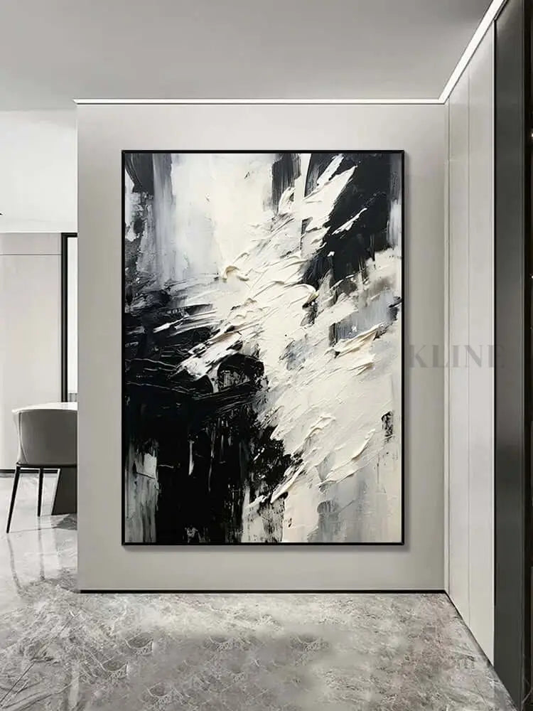Black and White Scattered Textured Wall Art - Hand Painting