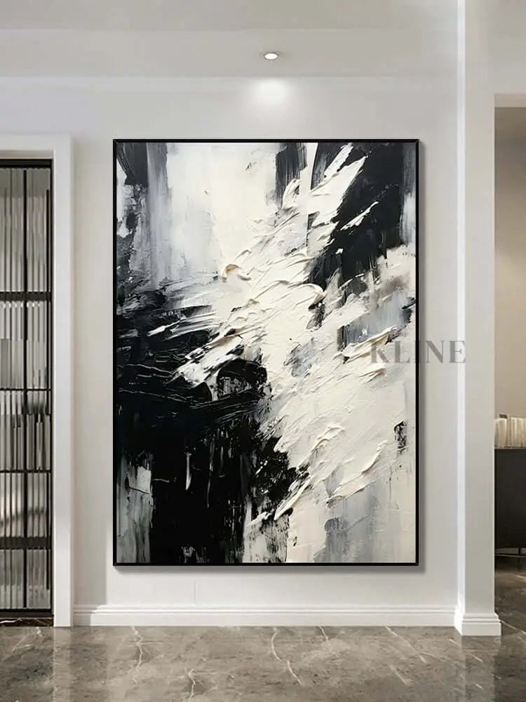 Black and White Scattered Textured Wall Art - Hand Painting Arte de pared grande