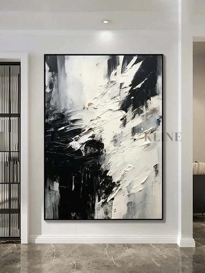 Black and White Scattered Textured Wall Art - Hand Painting
