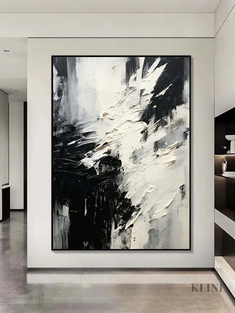 Black and White Scattered Textured Wall Art - Hand Painting