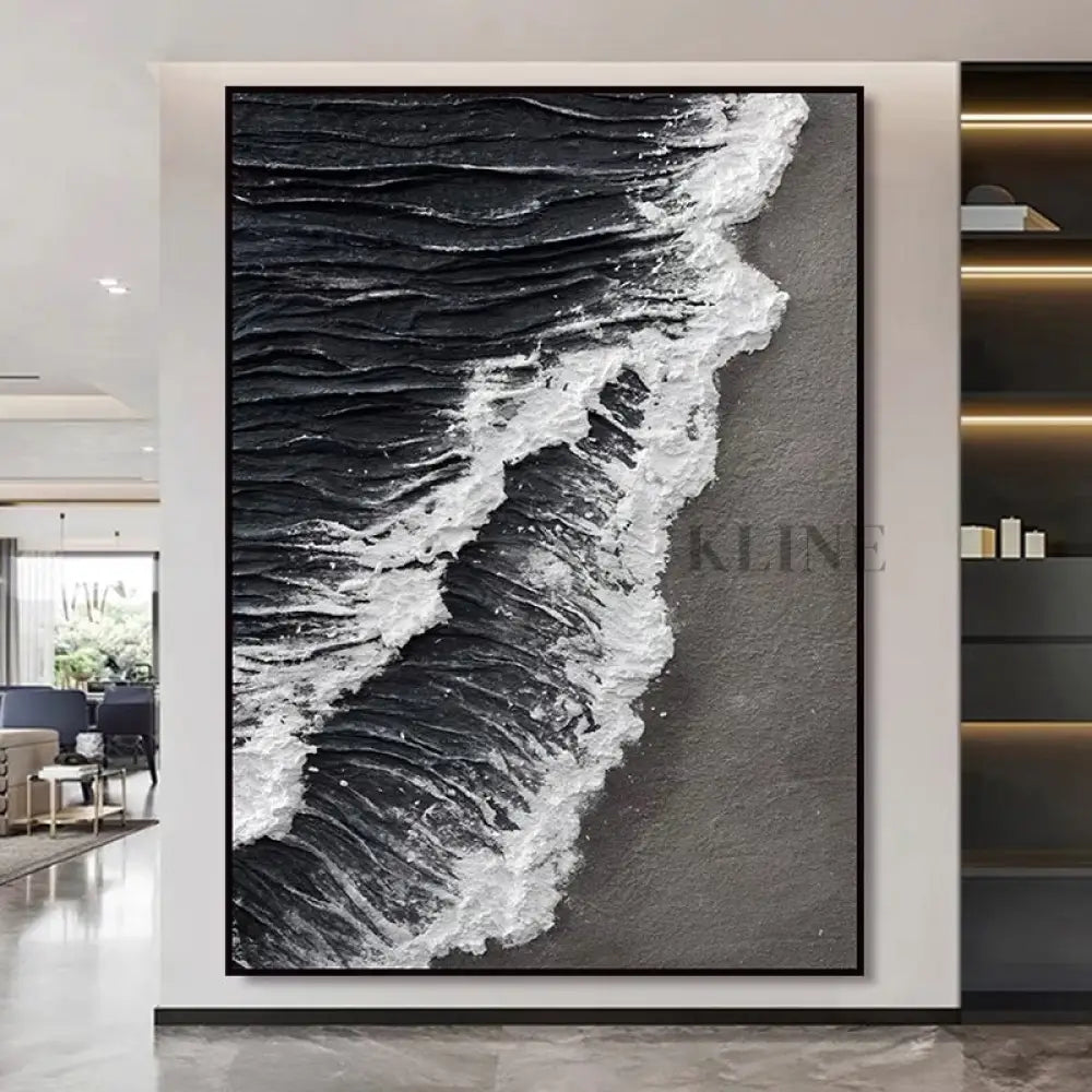 Black and White Sea - Hand Painting