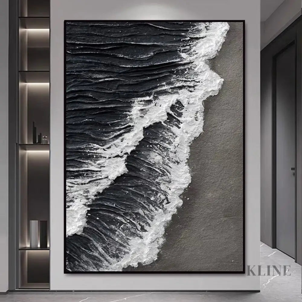 Black and White Sea - Hand Painting