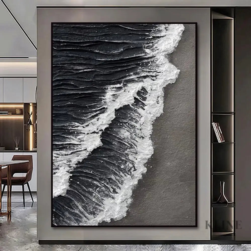 Black and White Sea - Hand Painting 