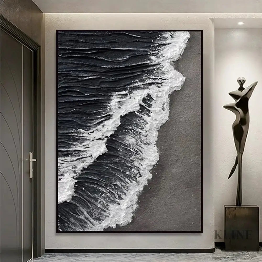 Black and White Sea - Hand Painting