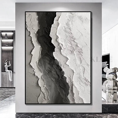 Black and White Seascape Oil Painting with Texture - Hand Painting