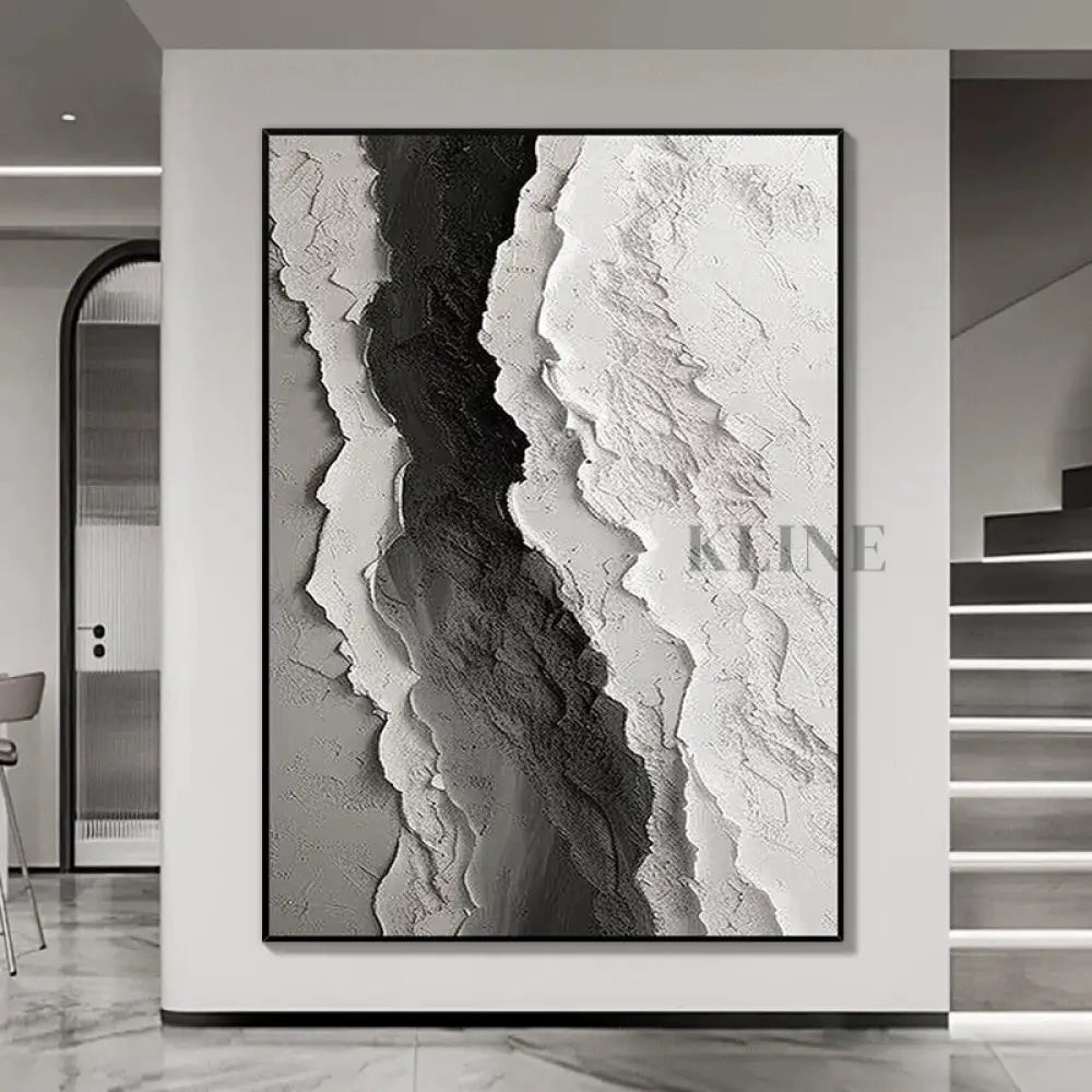 Black and White Seascape Oil Painting with Texture - Hand Painting Wandkunst für das Esszimmer
