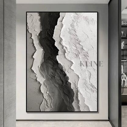 Black and White Seascape Oil Painting with Texture - Hand Painting