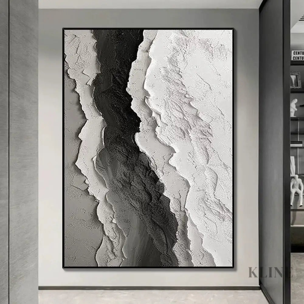 Black and White Seascape Oil Painting with Texture - Hand Painting 