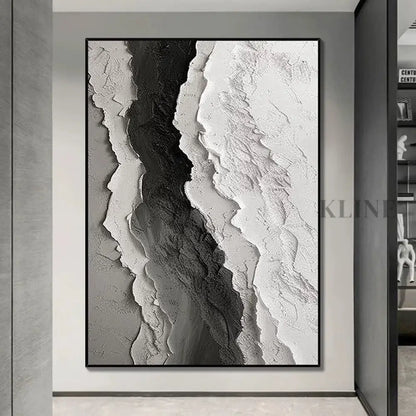 Black and White Seascape Oil Painting with Texture - Hand Painting