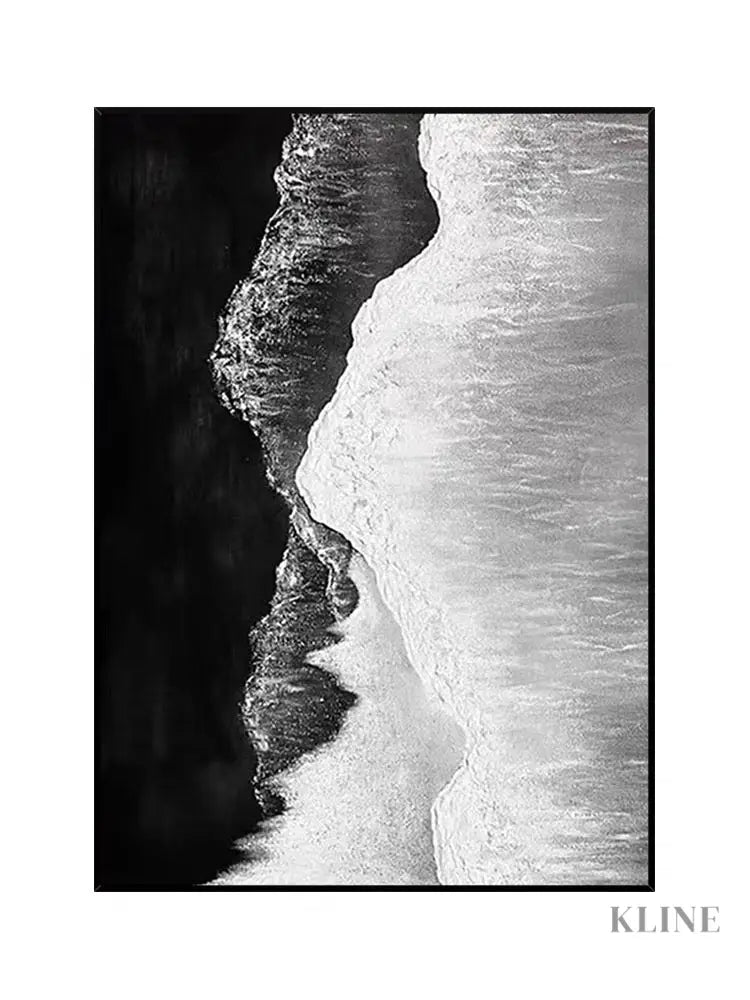 Black and White Seashore Textured Oil Painting - Hand Painting