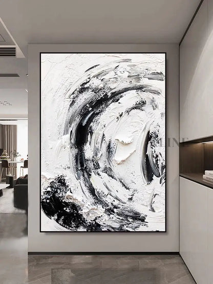 Black and White Snowy - Hand Painting
