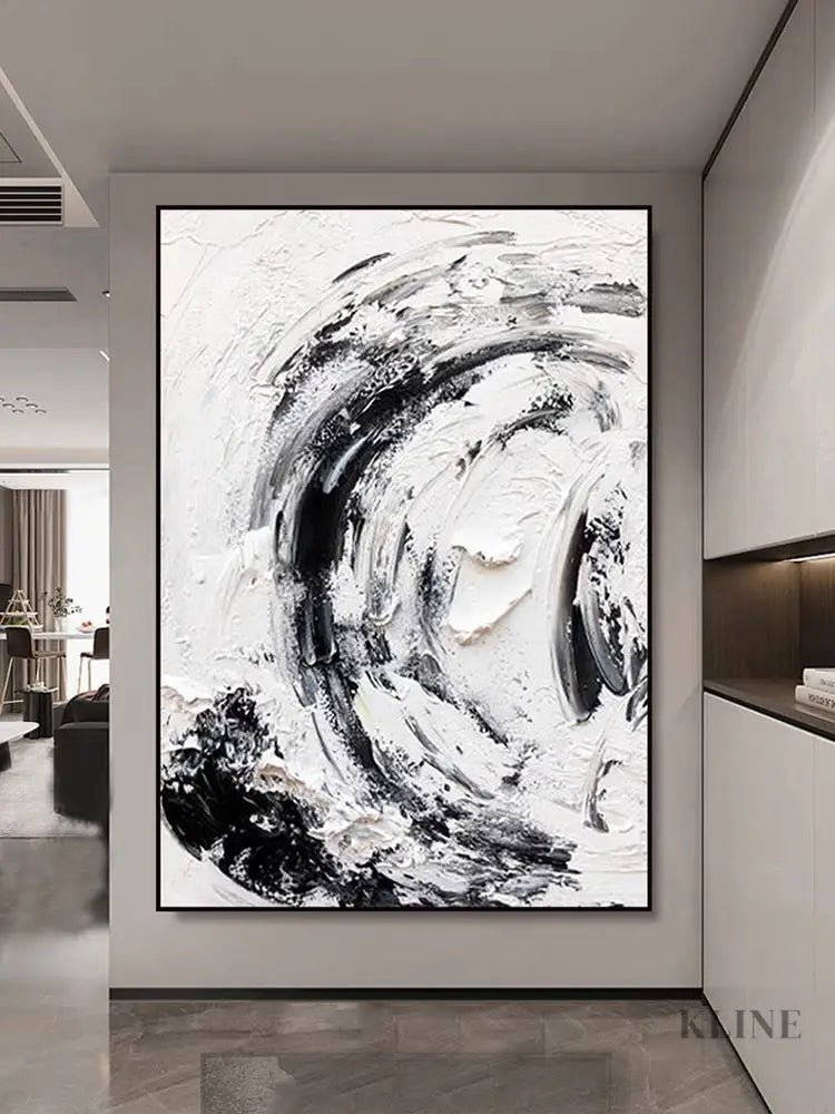 Black and White Snowy - Hand Painting 