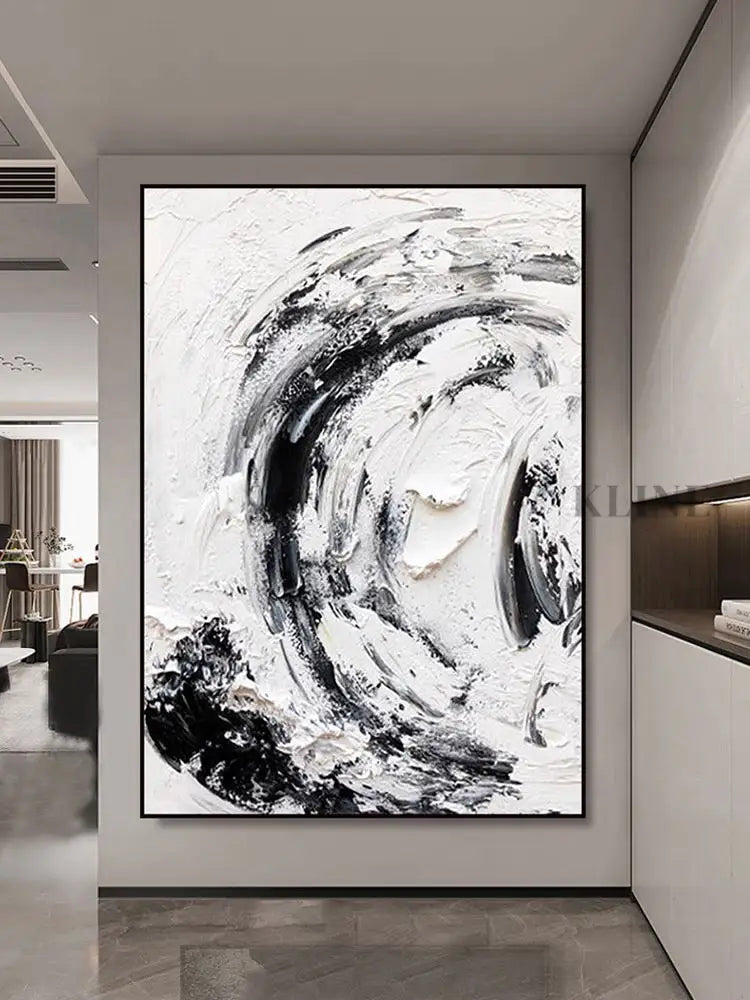 Black and White Snowy - Hand Painting لوحات بالأبيض والأسود