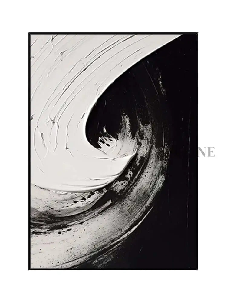 Black and White Swirl Oil Painting - Hand Painting 