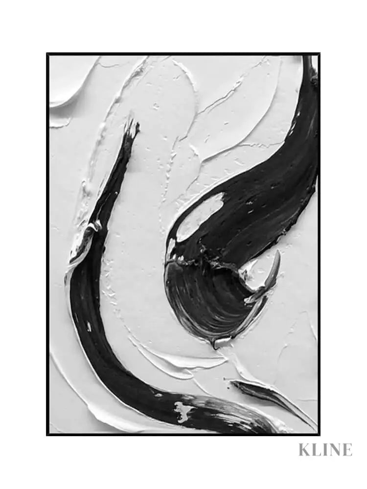 Black and White Swirl Textured Wall Art - Hand Painting 