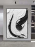 Black and White Swirl Textured Wall Art - Hand Painting
