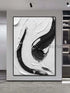 Black and White Swirl Textured Wall Art - Hand Painting