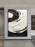 Black and White Swirling Textured Oil Painting - Hand Painting