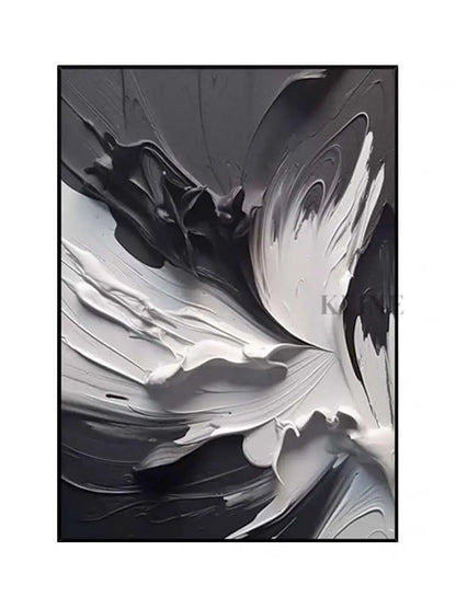 Black and White Swirling Heavy Texture - Hand Painting