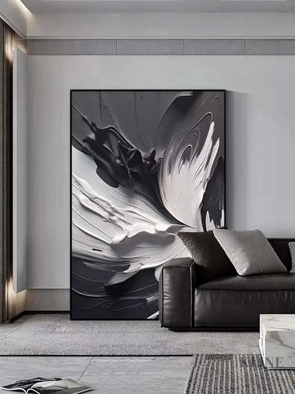 Black and White Swirling Heavy Texture - Hand Painting