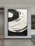 Black and White Swirling Textured Oil Painting - Hand Painting