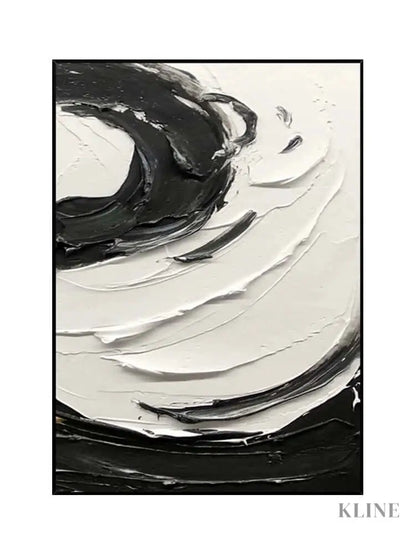 Black and White Swirling Textured Oil Painting - Hand Painting