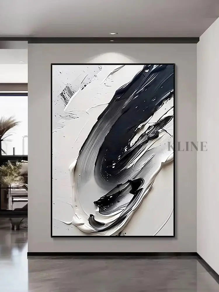 Black and White Textured Art - Hand Painting