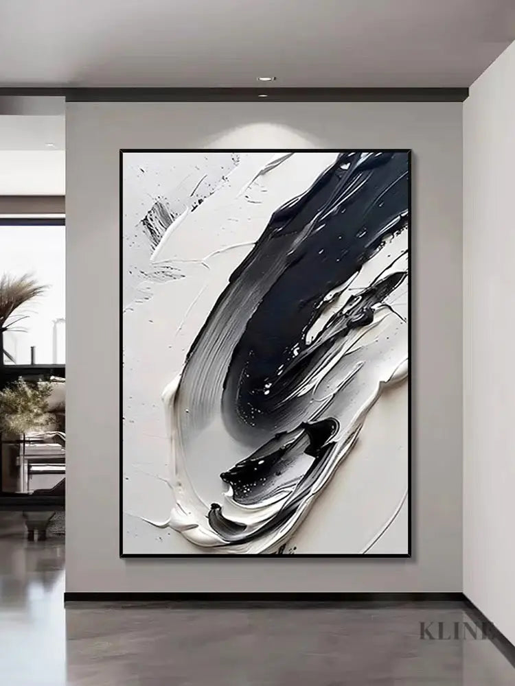 Black and White Textured Art - Hand Painting 