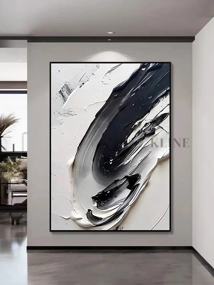 Black and White Textured Art - Hand Painting