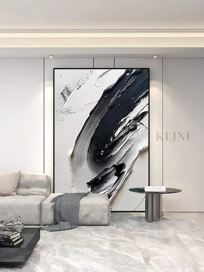 Black and White Textured Art - Hand Painting