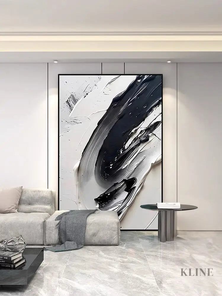 Black and White Textured Art - Hand Painting 