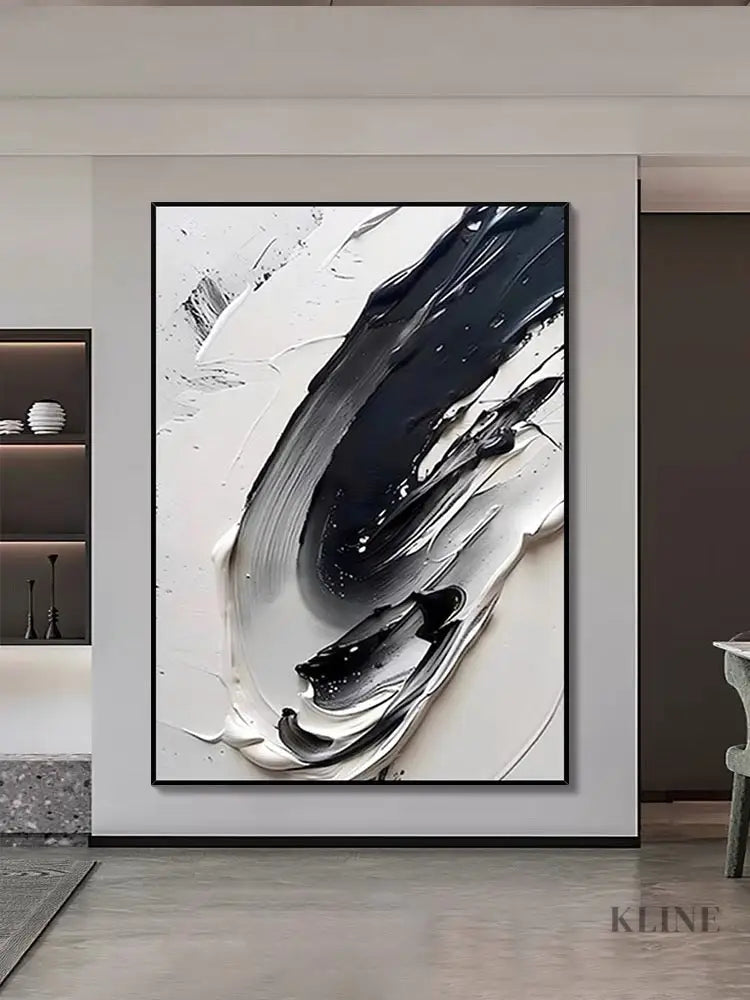 Black and White Textured Art - Hand Painting