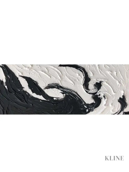Black and White Textured Wall Art Above Couch - Hand Painting