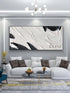 Black and White Textured Wall Art Above Sofa - Hand Painting