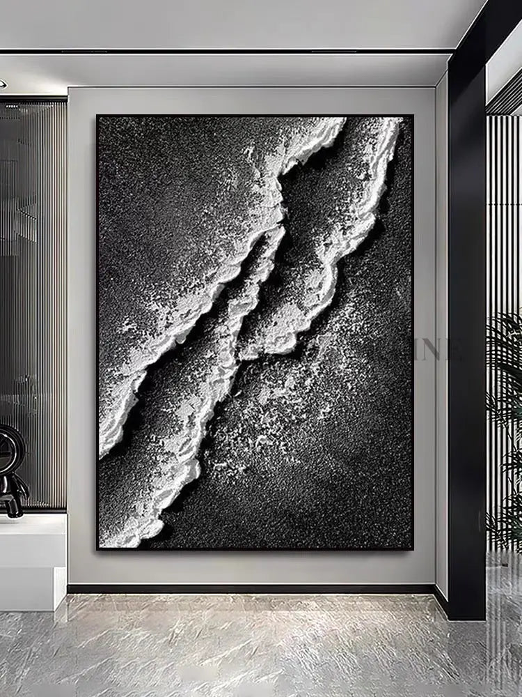 Black and White Tide - Hand Painting