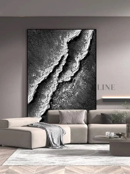 Black and White Tide - Hand Painting