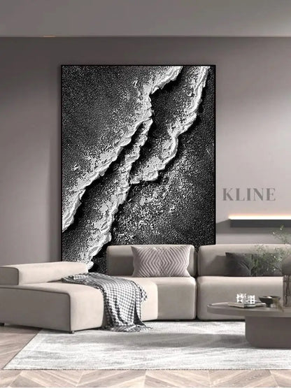 Black and White Tide - Hand Painting
