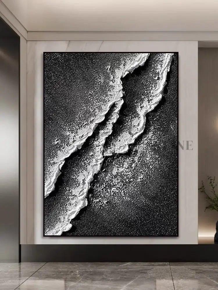 Black and White Tide - Hand Painting
