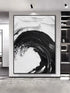 Black and White Waves Textured Oil Painting - Hand Painting