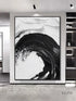 Black and White Waves Textured Oil Painting - Hand Painting
