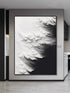 Black and White Waves Textured Wall Art - Hand Painting