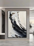 Black and White Waves Wall Art - Hand Painting